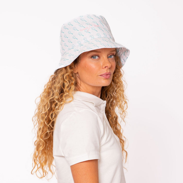 Reversible Bucket Hat - Light Sea Green Broken Racket™ / Soft Pink Classic Logo