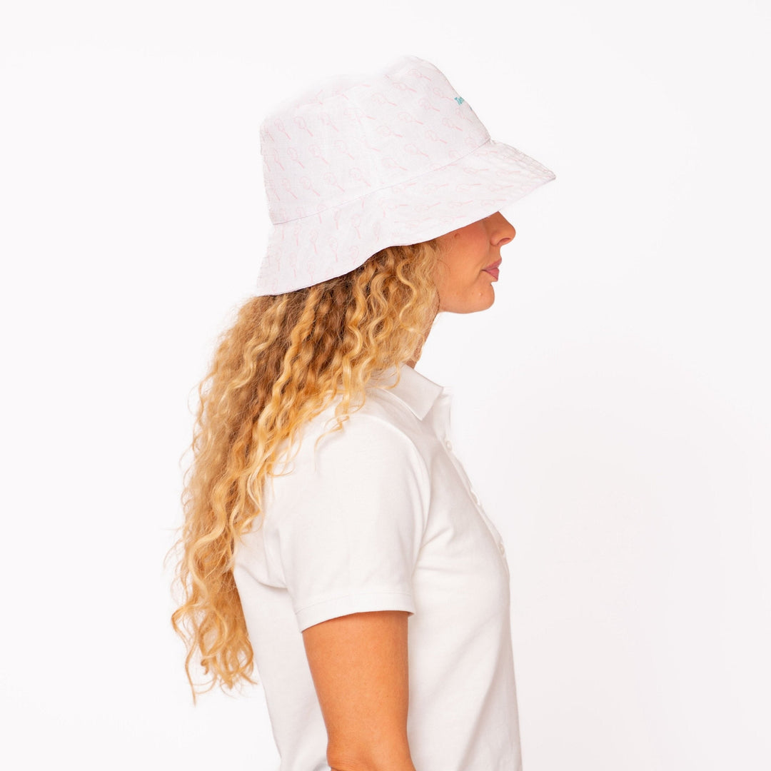 Reversible Bucket Hat - Soft Pink Broken Racket™ / Light Sea Green Classic Logo