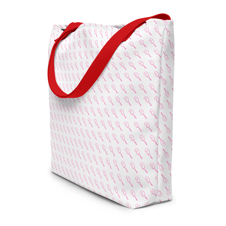 Large Tote Bag  - Hot Pink Broken Racket™ Pattern