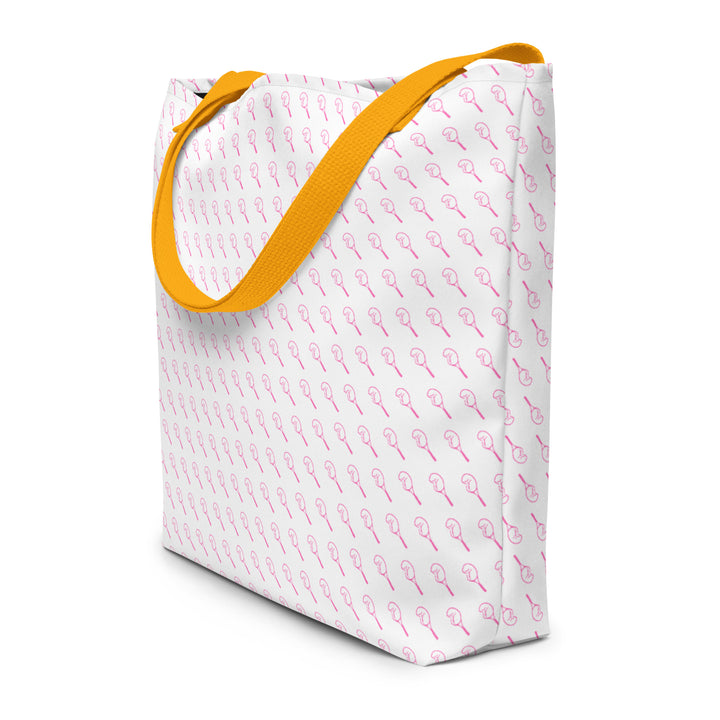 Large Tote Bag  - Hot Pink Broken Racket™ Pattern