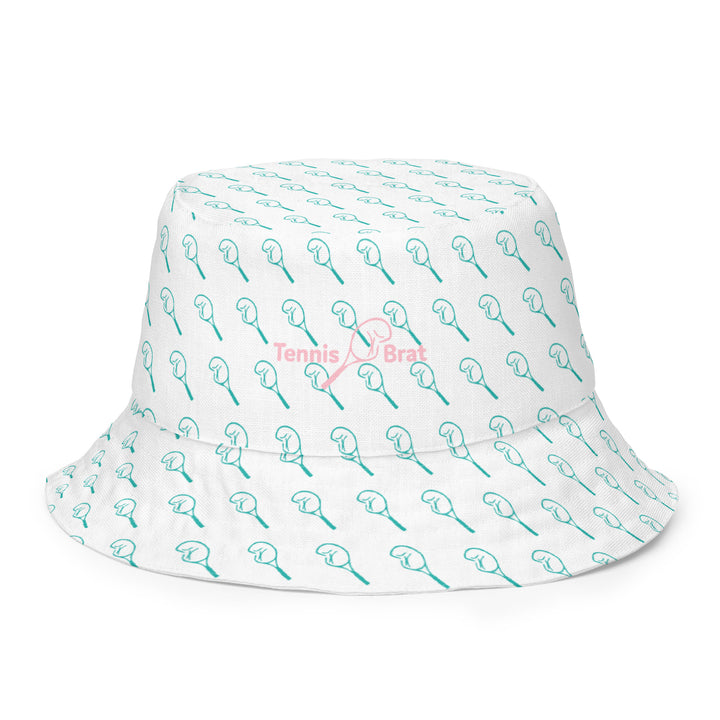 Reversible Bucket Hat - Light Sea Green Broken Racket™ / Soft Pink Classic Logo