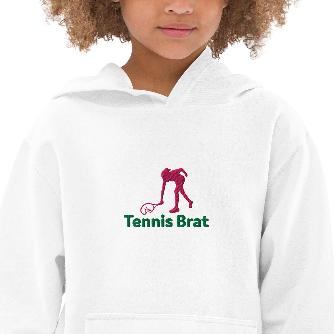 Girls Fleece Hoodie - Embroidered Green & Pink Tennis Brat™ Logo