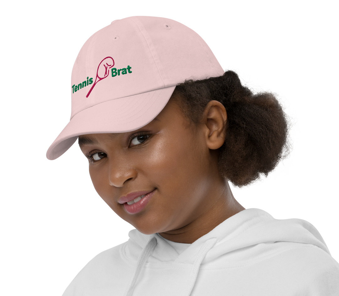 Youth Baseball Cap - Embroidered Green & Pink Classic Logo