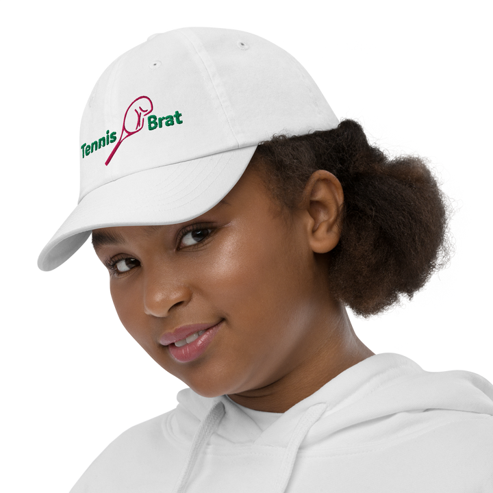 Youth Baseball Cap - Embroidered Green & Pink Classic Logo