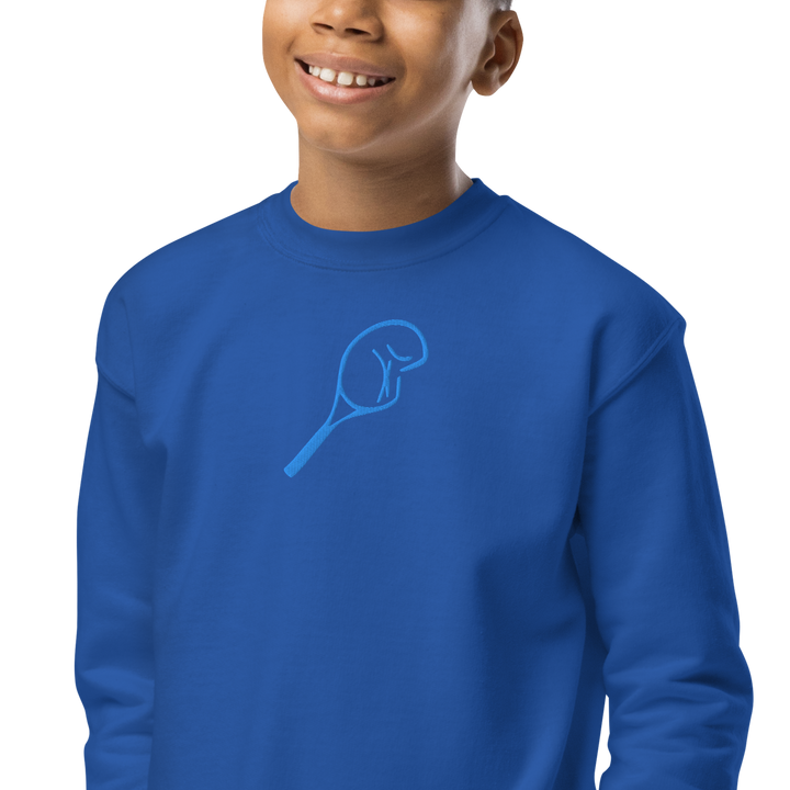 Youth Crewneck Sweatshirt - Embroidered Aqua Broken Racket™