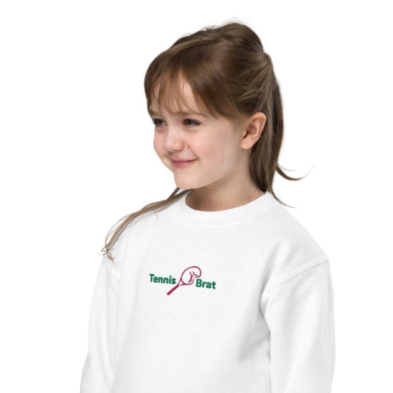 Youth Crewneck Sweatshirt - Embroidered Green & Pink Classic Logo