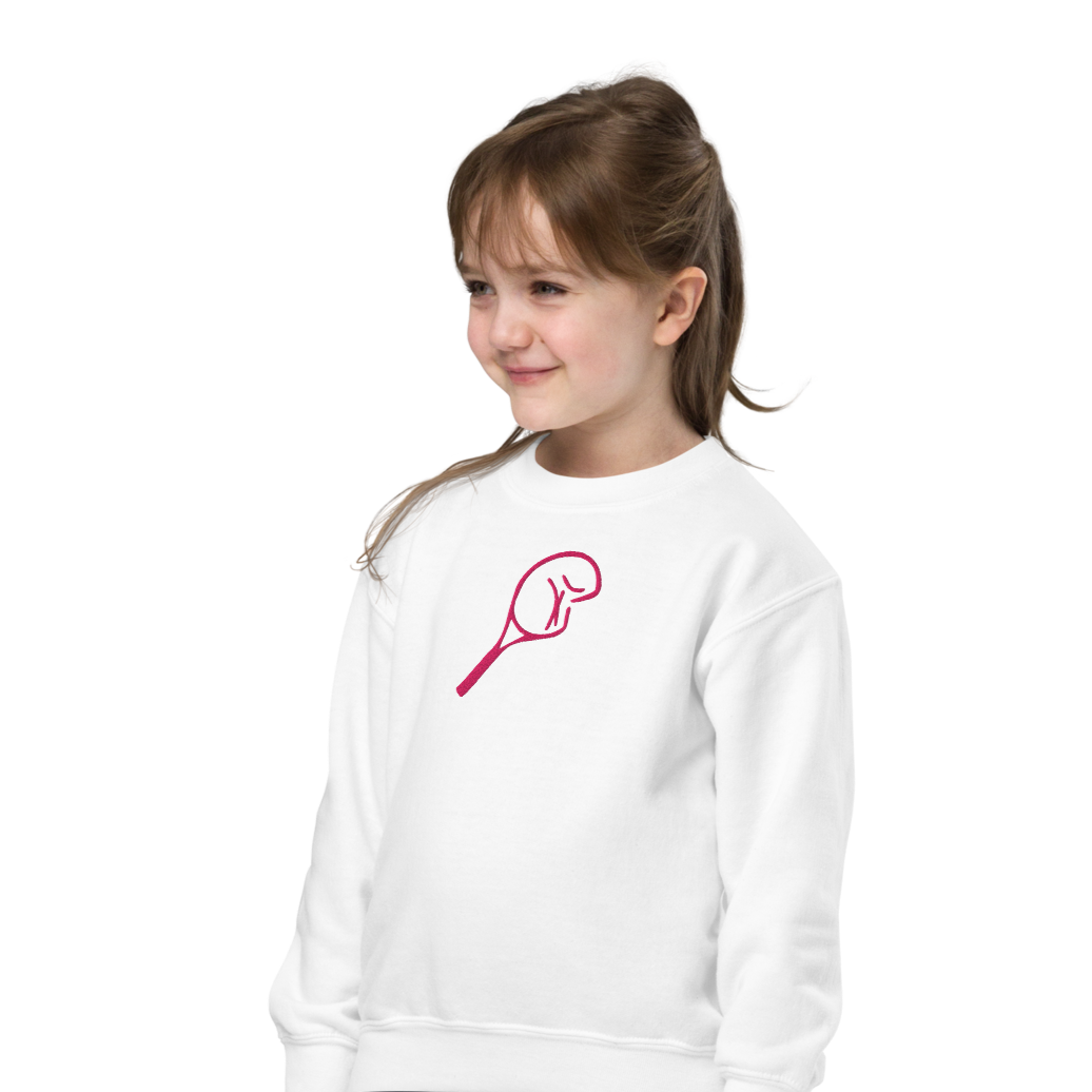 Youth Crewneck Sweatshirt - Embroidered Pink Broken Racket™