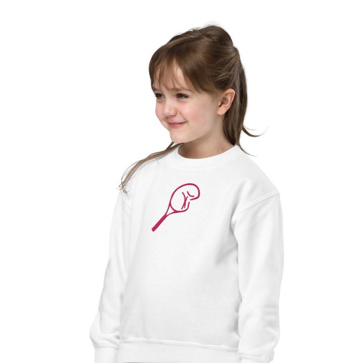 Youth Crewneck Sweatshirt - Embroidered Pink Broken Racket™