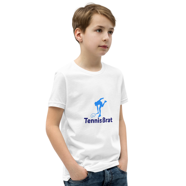 Boys Short Sleeve T-Shirt - Navy & Azure Blue Tennis Brat™ Logo